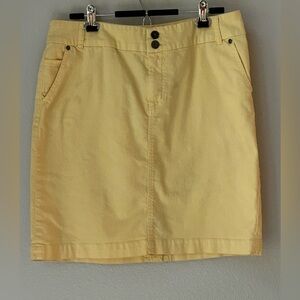 Sunny Yellow Cotton Denim Skirt W/ Stretch (Size L/14)